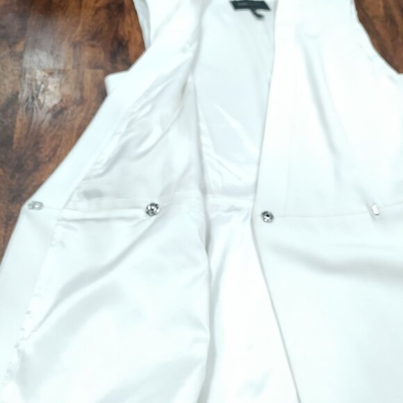 BCBGMAXAZRIA Off White V-Neck Caryn Wrap Vest Mini Dress Women's Large Elegant - Picture 11 of 15